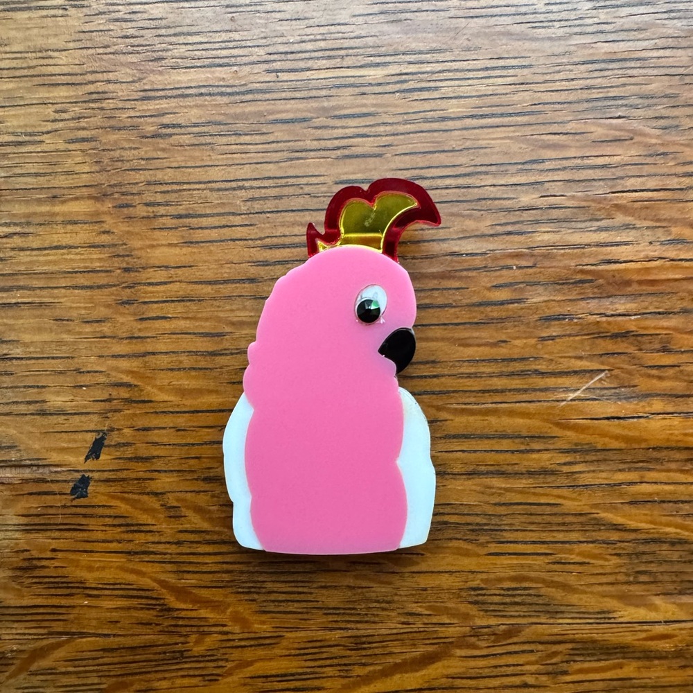 Pink Acrylic Cockatoo Brooch
